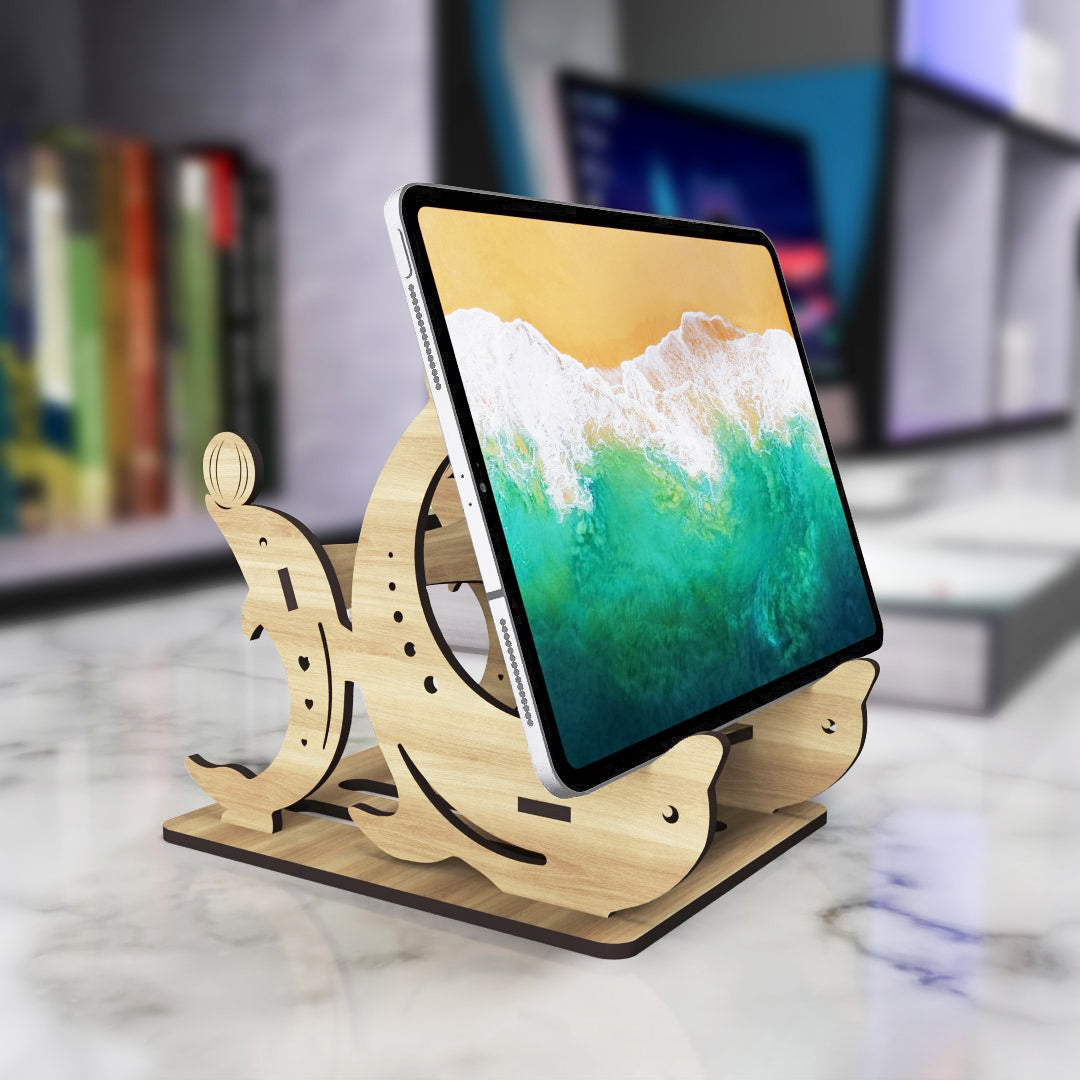 Wooden Dophin Tablet Holder - Laser Cut Svg