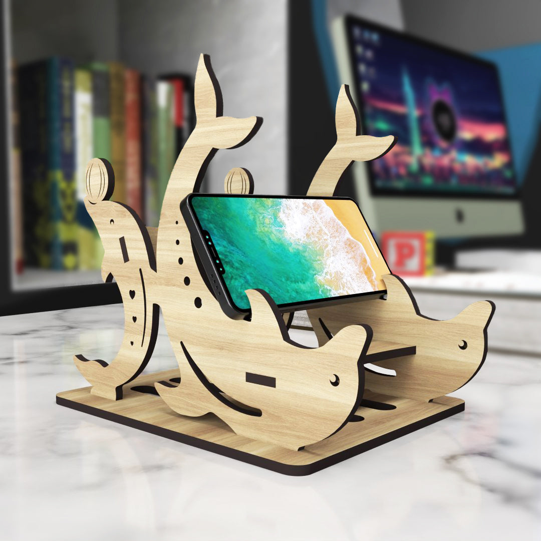 Wooden Dophin Tablet Holder - Laser Cut Svg