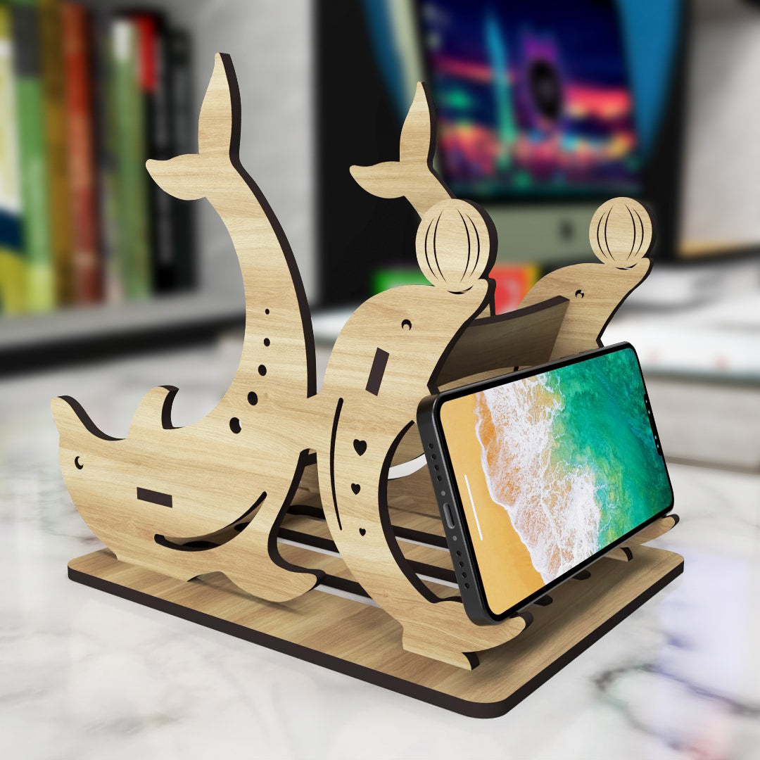 Wooden Dophin Tablet Holder - Laser Cut Svg