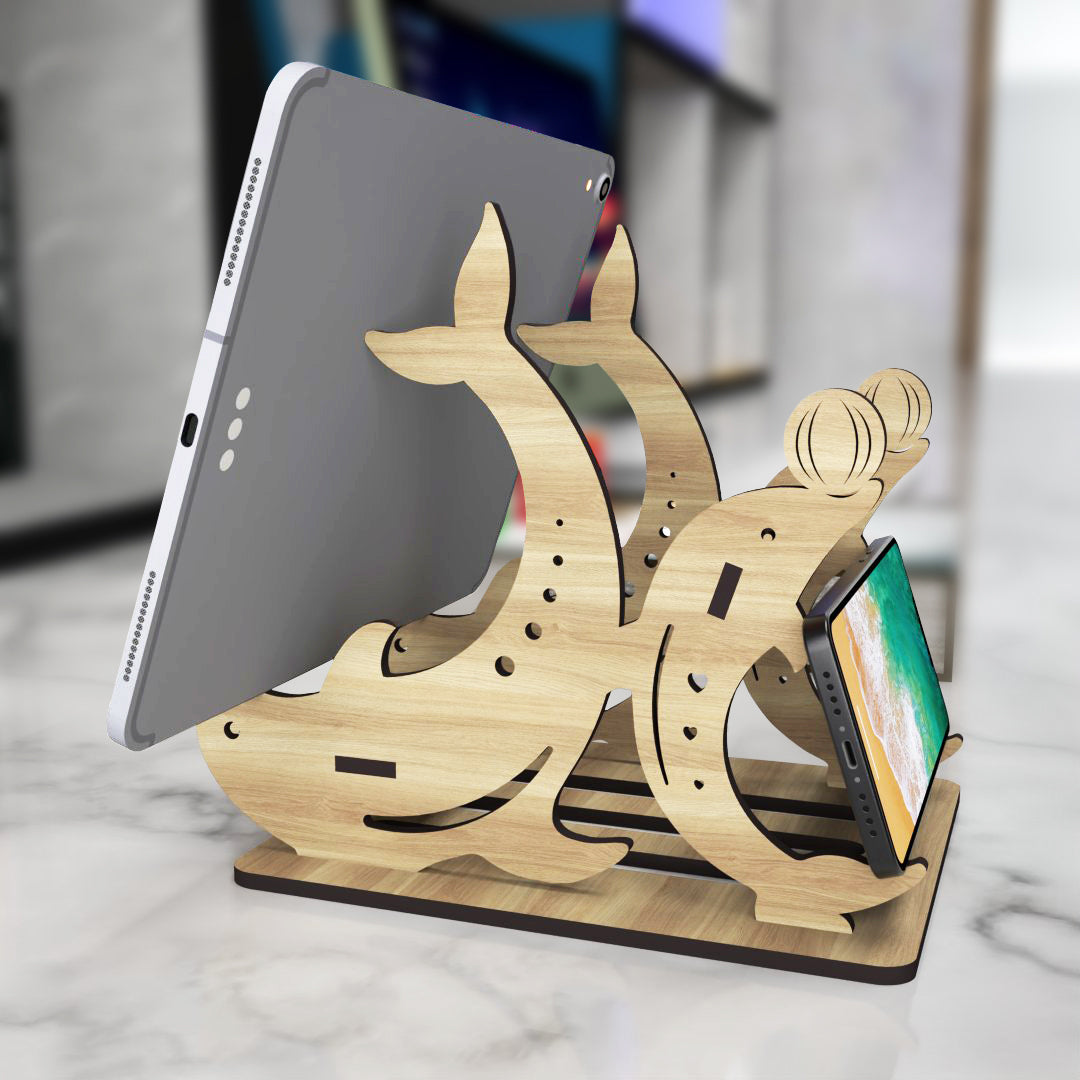 Wooden Dophin Tablet Holder - Laser Cut Svg