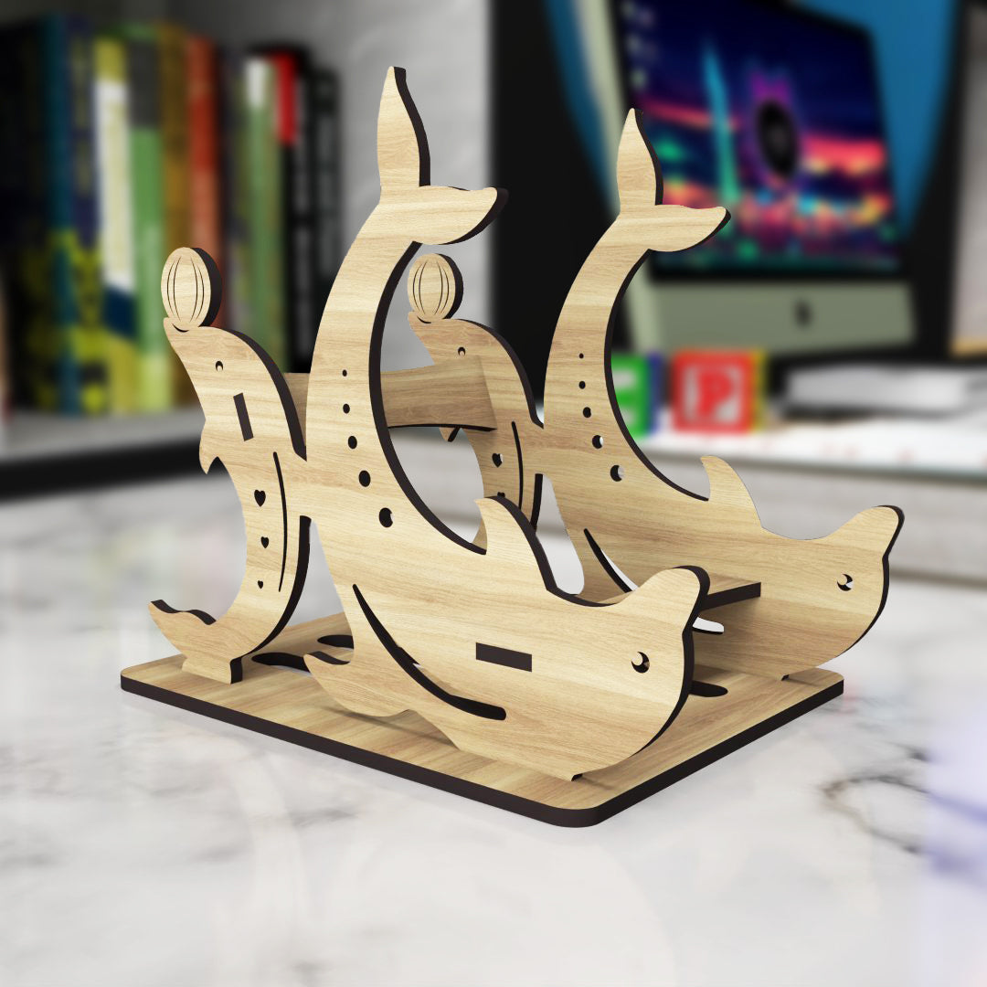 Wooden Dophin Tablet Holder - Laser Cut Svg