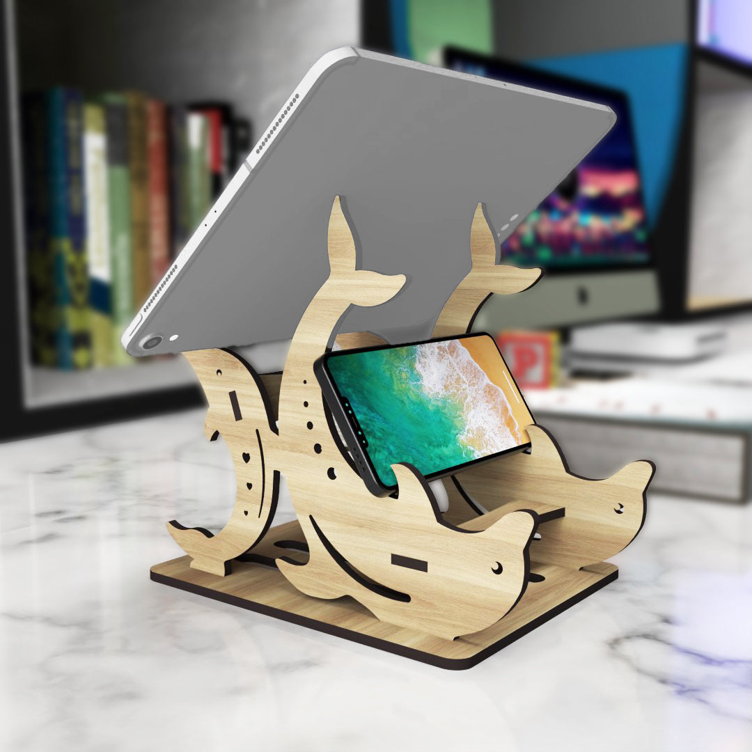Wooden Dophin Tablet Holder - Laser Cut Svg