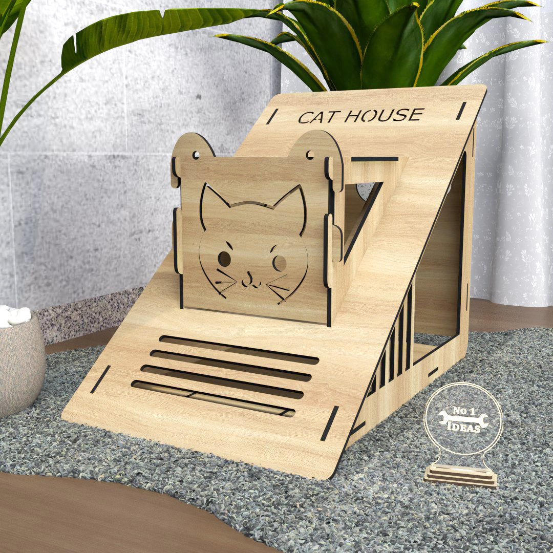 Triangle Cat House DXF - Gifts for Pets