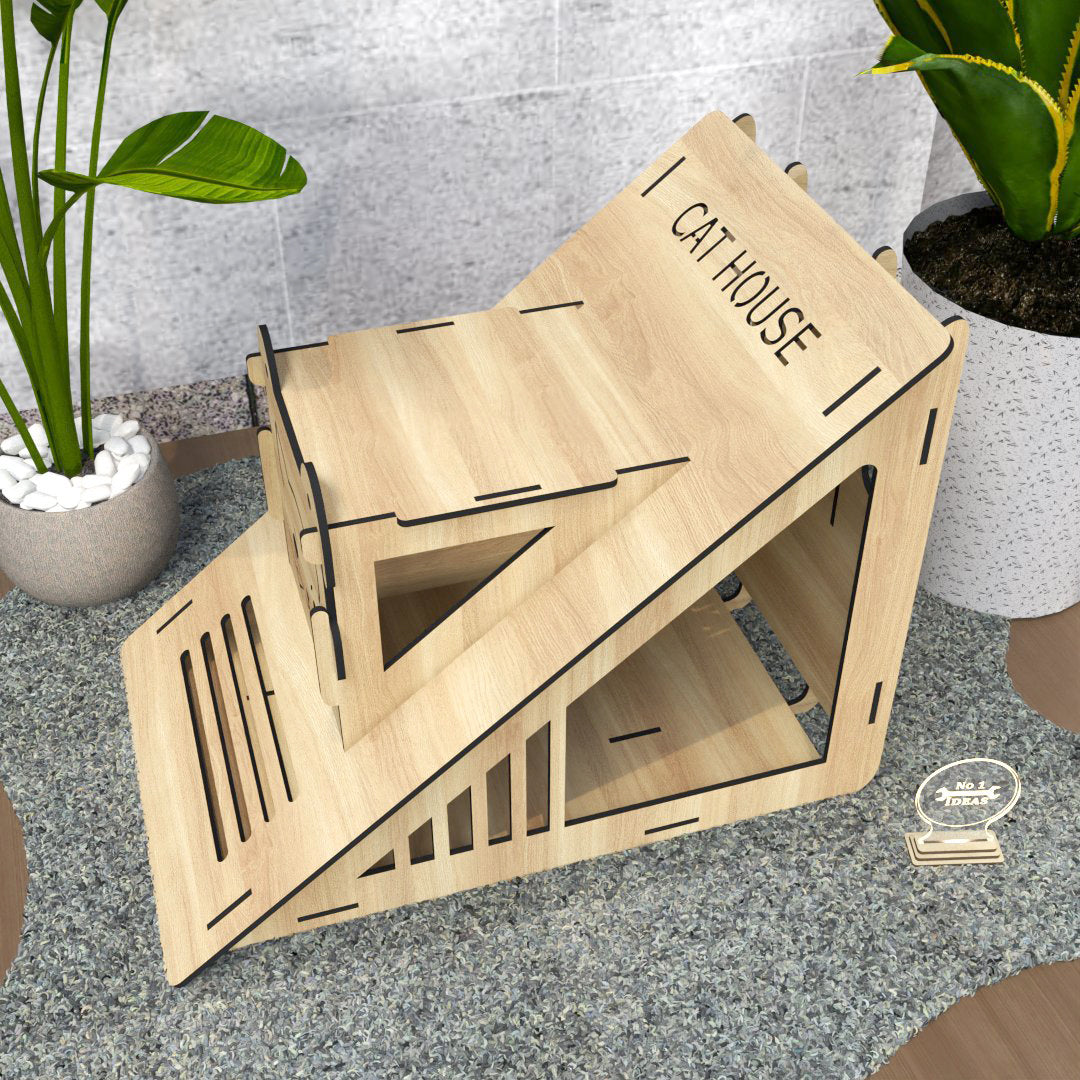 Triangle Cat House DXF - Gifts for Pets