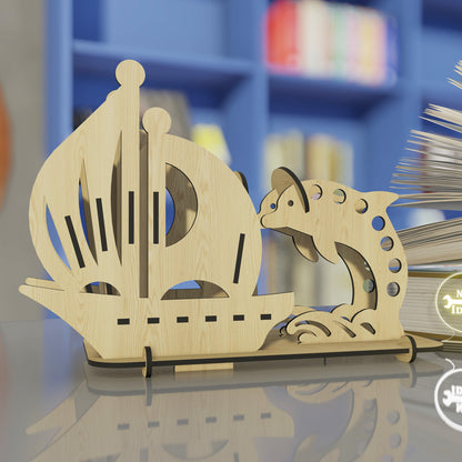Cute Wooden Dophin Pen Holder - Handmade Gift