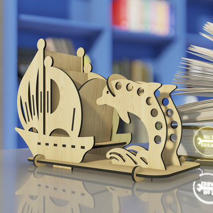 Cute Wooden Dophin Pen Holder - Handmade Gift