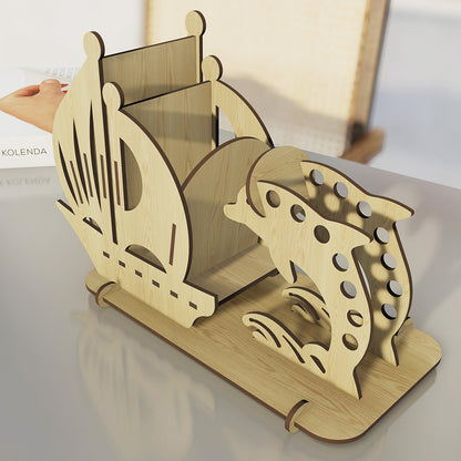 Cute Wooden Dophin Pen Holder - Handmade Gift