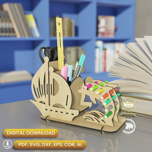 Cute Wooden Dophin Pen Holder - Handmade Gift